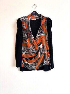Asymmetrical Thin Long Sleeve Top with Zipper Detail and Scrunched Shoulders